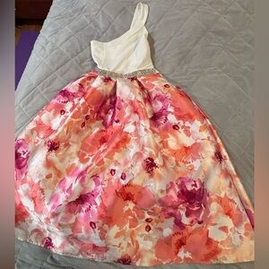 Girls - Xtraordinary Pink and White One Shoulder Formal Dress